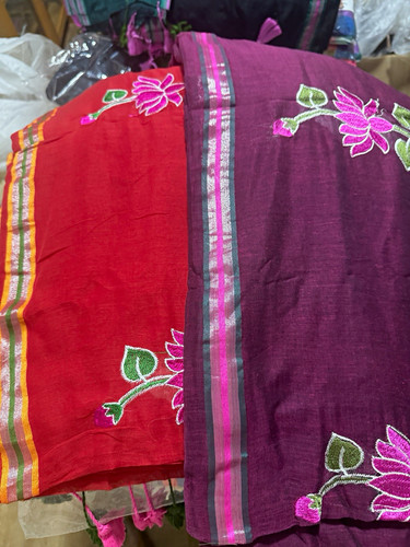 Vine red lotus embroidery - vine,