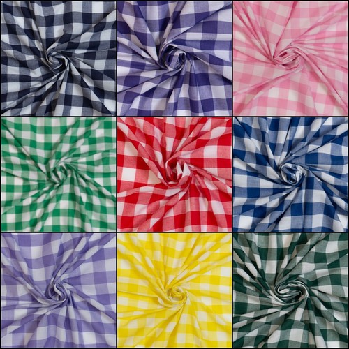 Gingham polycotton fabric - gingham, 1