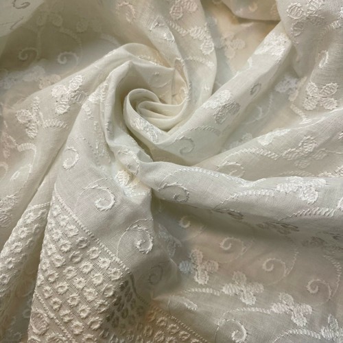 White 100 cotton broderie - white,