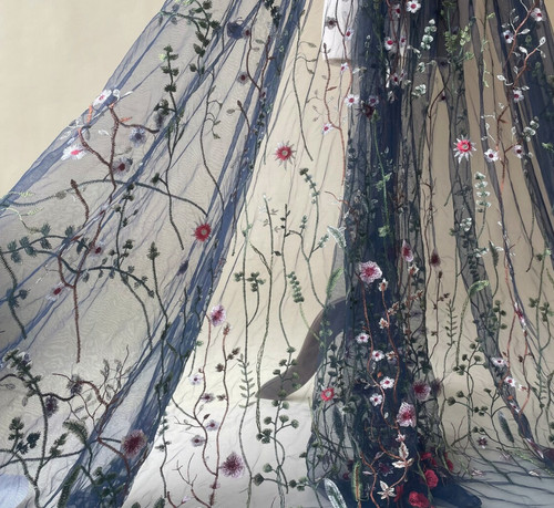 Floral corded lace fabric - corded,