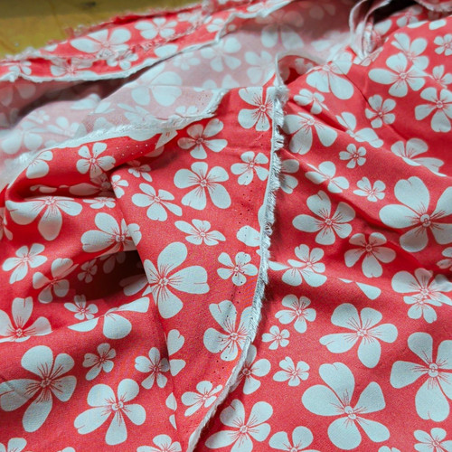 Dusty pink white floral - pink, cotton